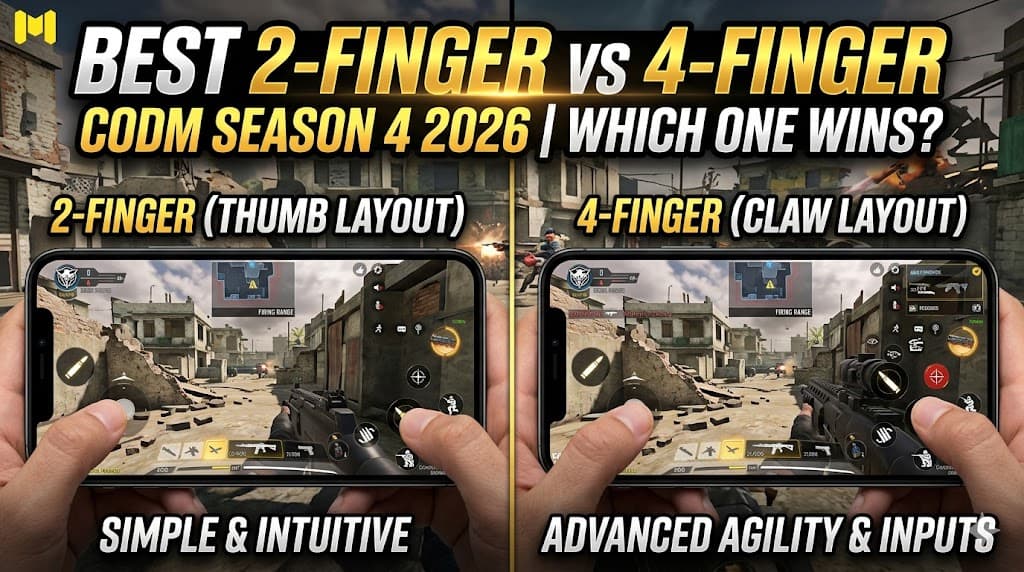 Best 2-Finger vs 4-Finger HUD Setup comparison CODM Season 4 2026