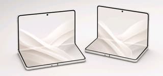Honor Magic V6 and Magic V5 foldable phones shown side by side, partially unfolded