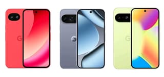 Google Pixel 10, Pixel 10 Pro, and Pixel 10a phones side by side