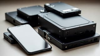 A smartphone displayed next to a massive hard drive, illustrating the absurdity of 1TB mobile storage for average users