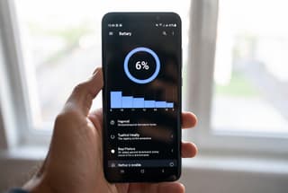 Android phone showing battery settings screen with health indicator