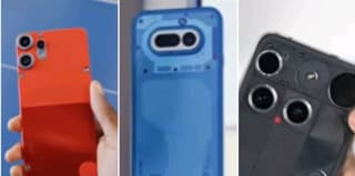 Nothing Phone lineup with transparent backs and Glyph lighting laid out on a table