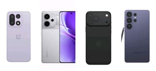 Several flagship and mid-range smartphones lined up with battery icons on screen