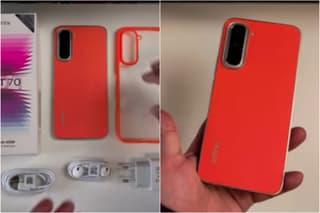Infinix Hot 70 Thermo Orange colorway front and back