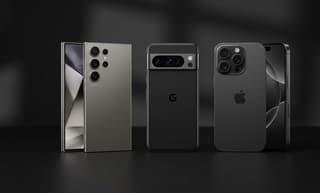 Samsung Galaxy S26 Ultra, Google Pixel 10 Pro, and iPhone 17 Pro Max side by side on a dark surface