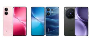 Four vivo phones lined up on a table showing their back panels, representing a battery life comparison