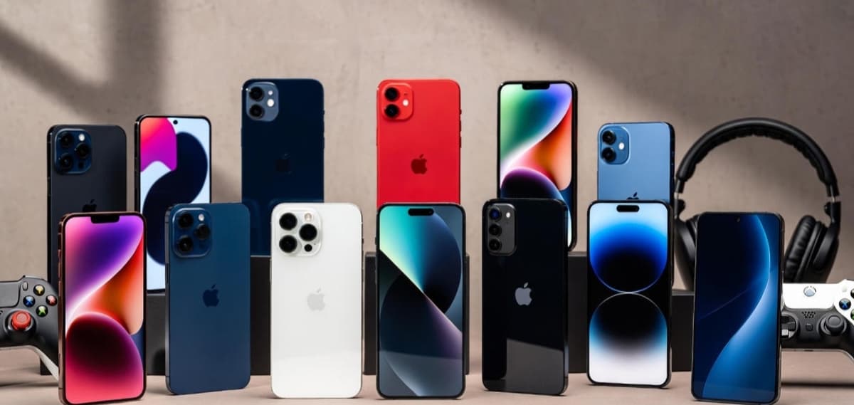 All 7 gaming phones lined up with RGB glowing in dark room