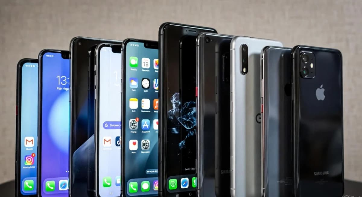 A lineup of modern smartphones looking nearly identical year to year