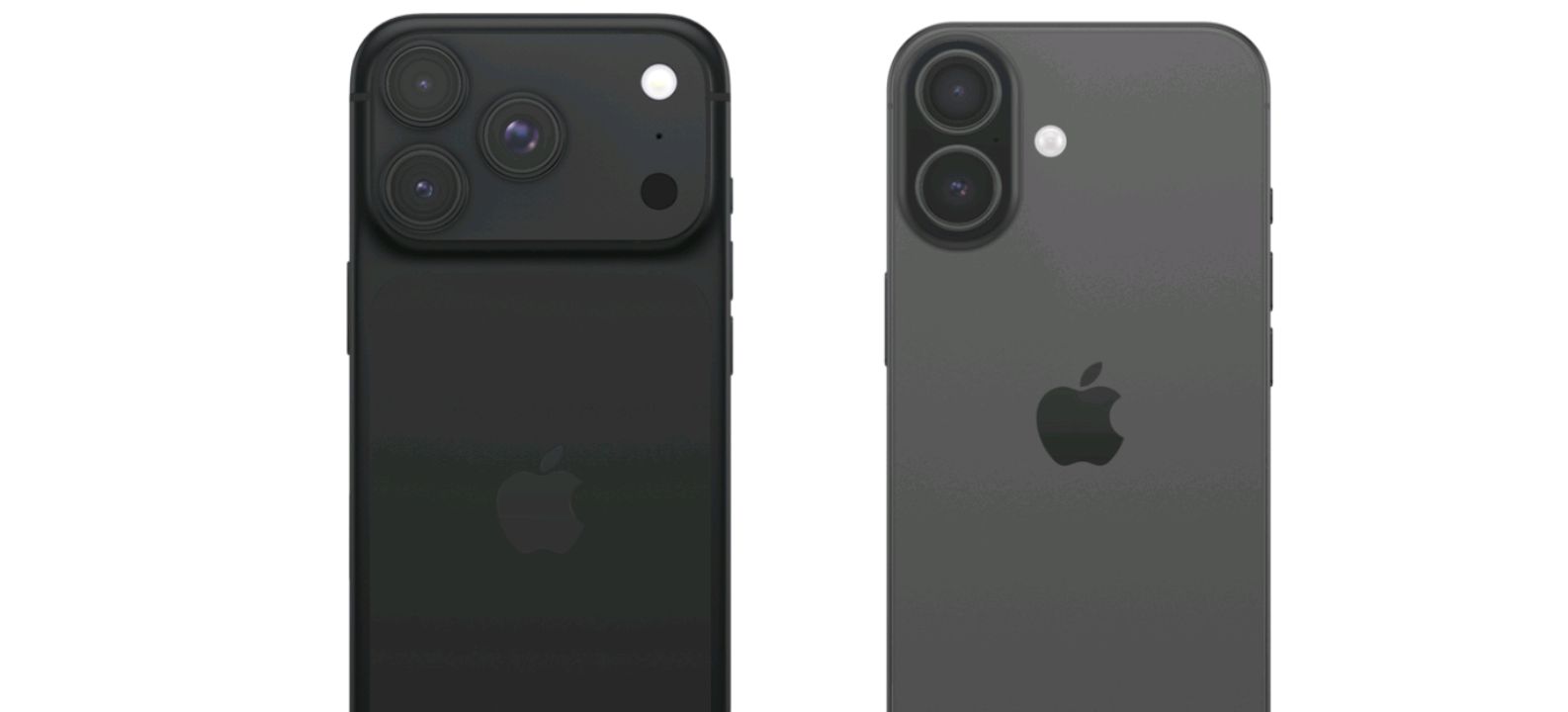 iPhone 18 Pro and iPhone 17 side by side, showing the different rear camera layouts