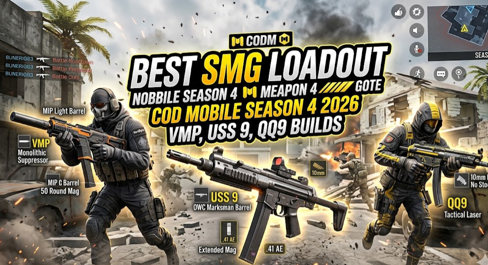 Best SMG Loadout COD Mobile Season 4 2026 — VMP, USS 9, QQ9 builds