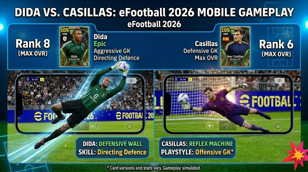 Dida and Casillas eFootball 2026 mobile gameplay
