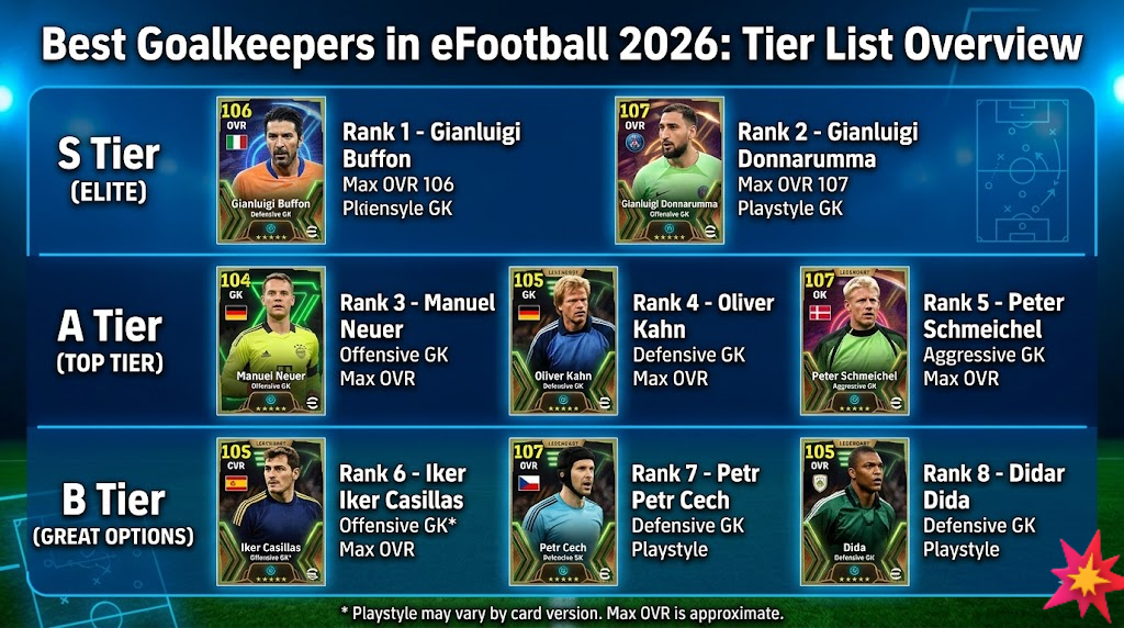 eFootball 2026 best GK tier list overview