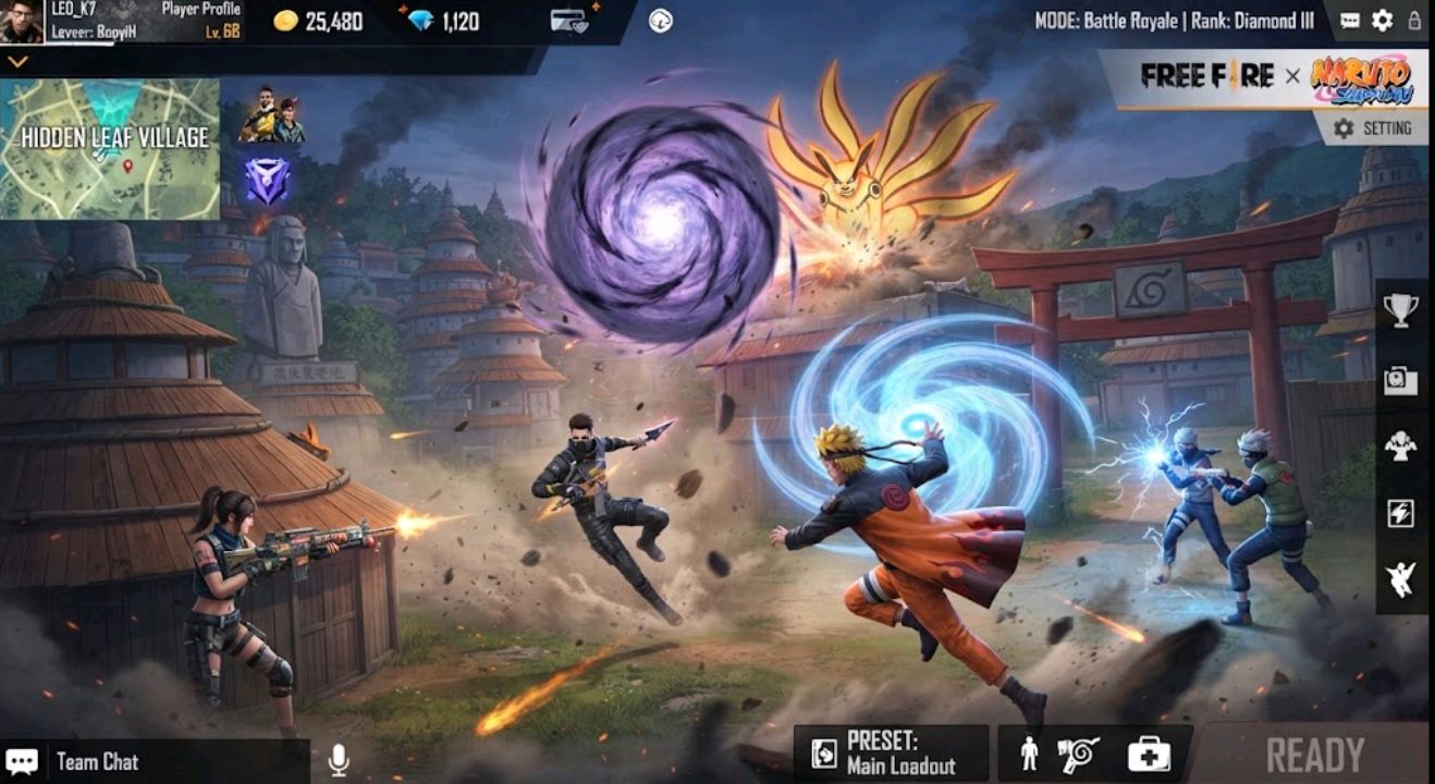 Free Fire OB55 Naruto Shippuden Hidden Leaf Village Battle Royale map event