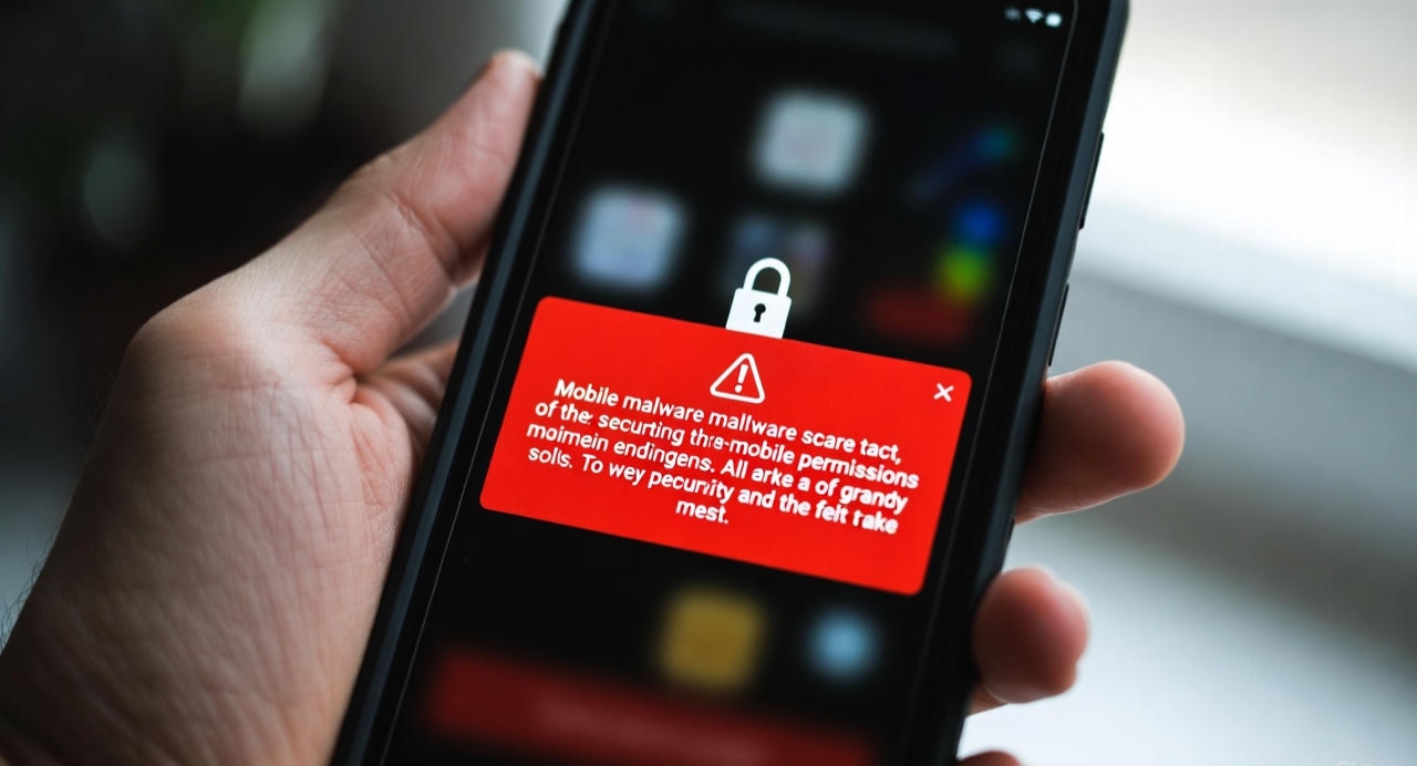 Mobile malware warning illustration