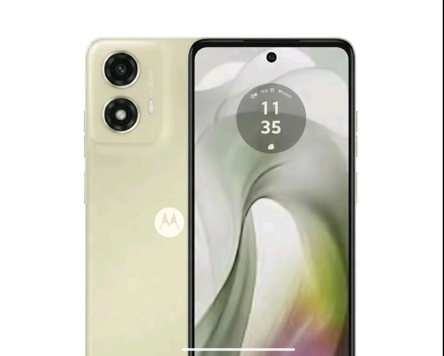 Moto E14 compact design in Pastel Green