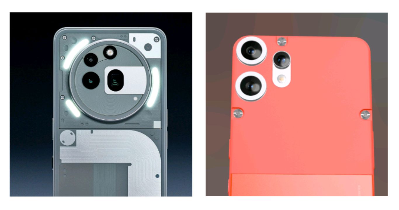 Nothing Phone (3a) Pro and CMF Phone 2 Pro placed together comparing camera bump sizes