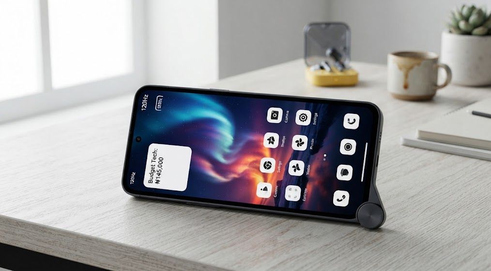 Nothing Phone 1 with its Glyph lighting interface active in a dim room