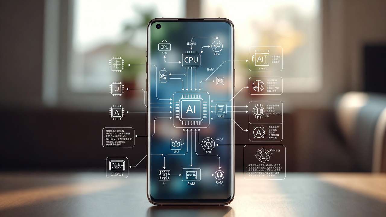 Illustration of AI processes running on a smartphone