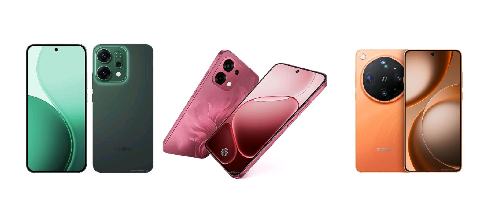 OPPO Find, Reno, and A series phones laid out side by side showing the 2026 lineup