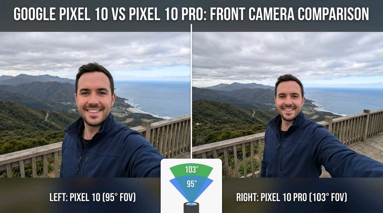 Pixel 10 Pro front camera and selfie framing comparison