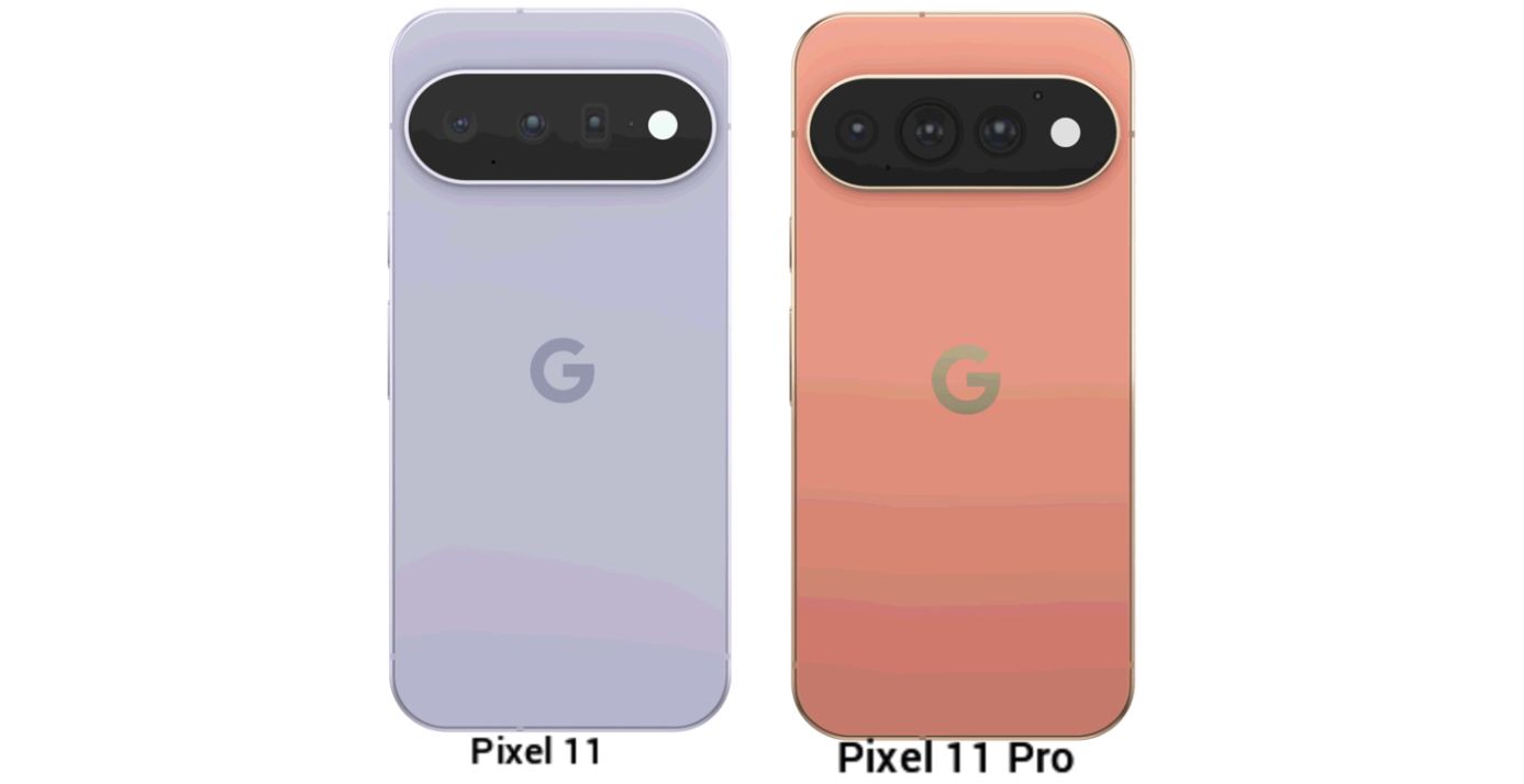 Side-by-side comparison of the Pixel 11 and Pixel 11 Pro camera bars