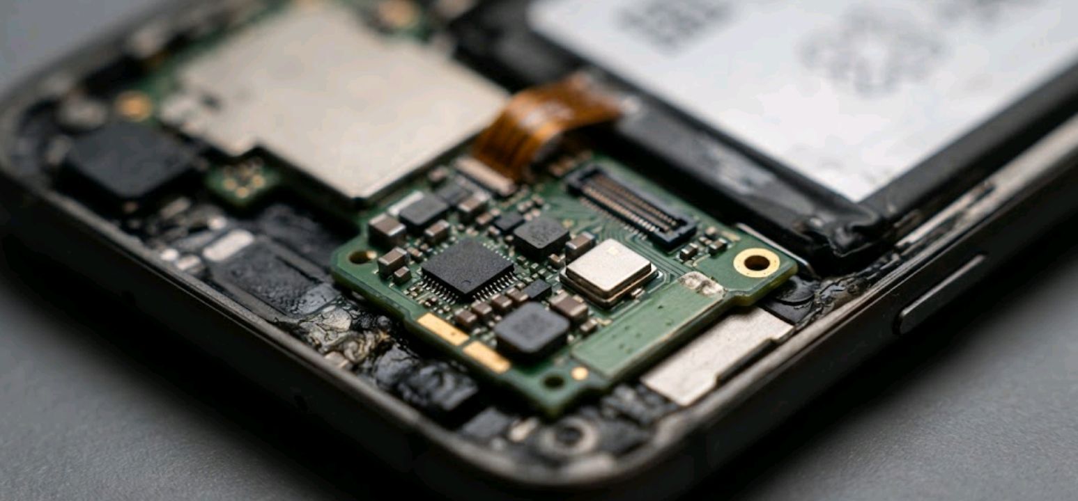 Battery management chip and thermal sensor layout inside a smartphone