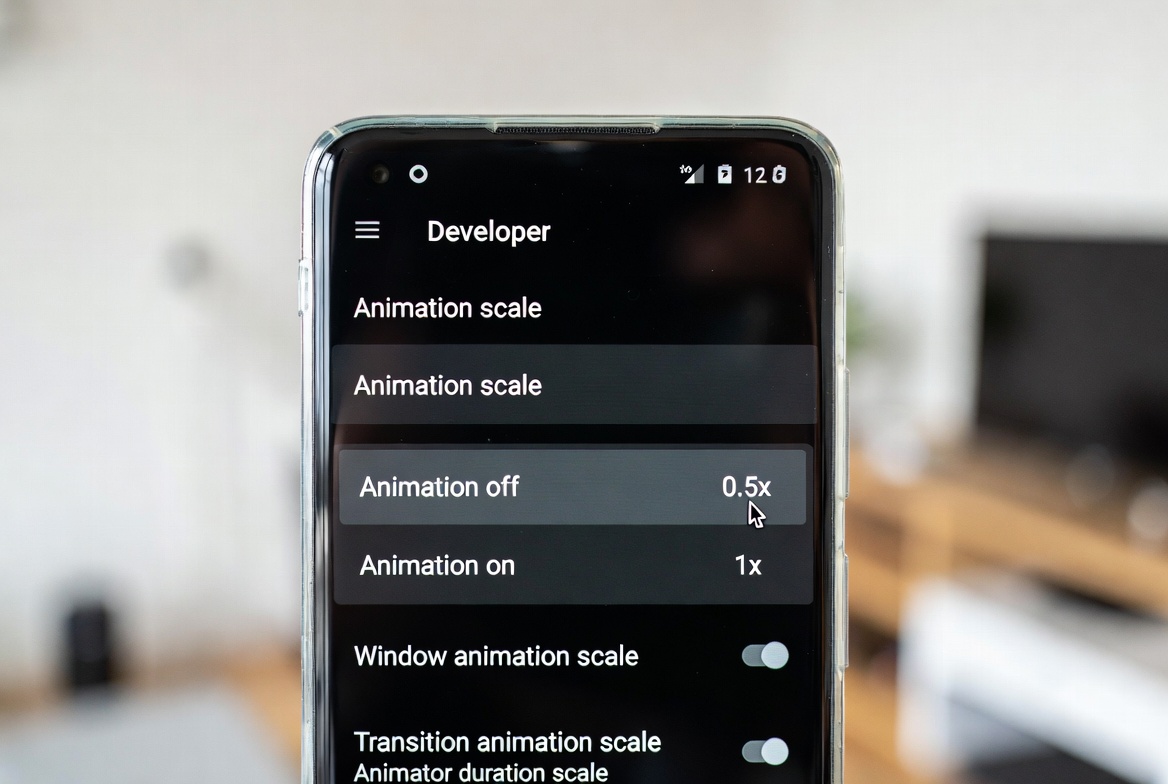 Android Developer Options animation scale settings