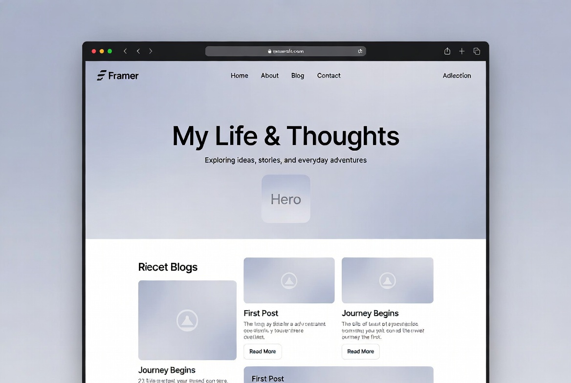 Framer AI raw output showing the generated dark-mode landing page before any manual edits