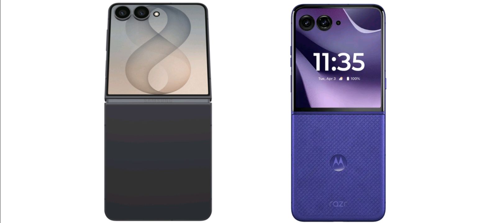 Samsung Galaxy Z Flip 8 and Motorola Razr Ultra side by side