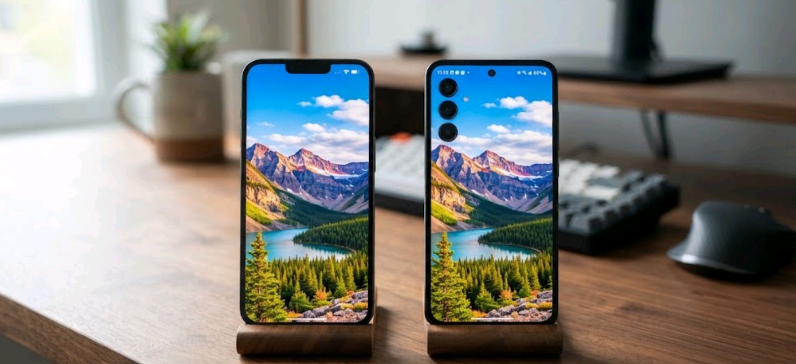iPhone 13 Pro Max and Samsung Galaxy A57 displays compared side by side