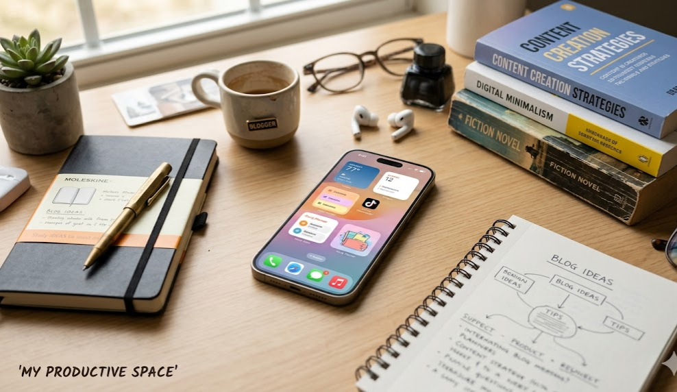 iPhone 14 on a study desk with notes