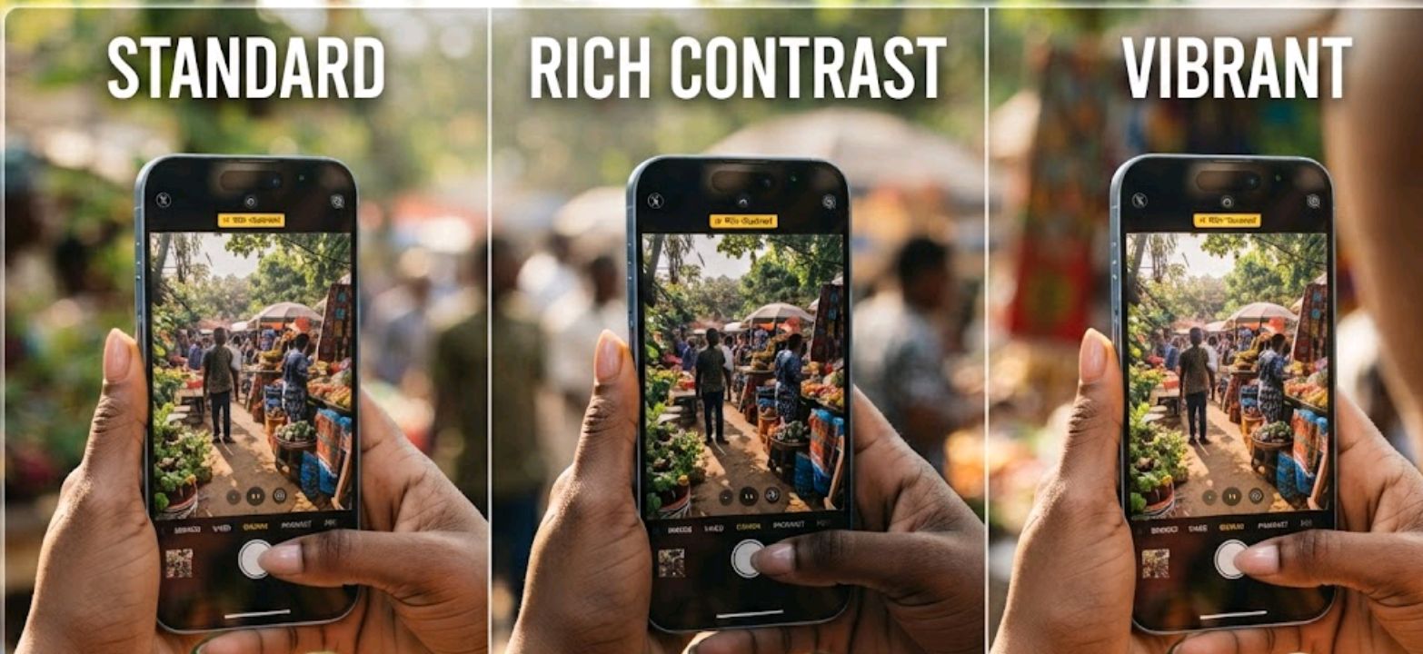 Comparison of iPhone Photographic Styles including Rich Contrast and Vibrant
