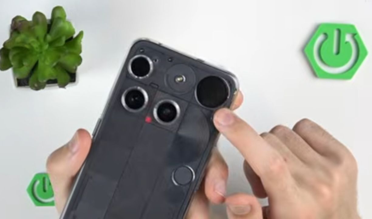 Nothing Phone 3 with its Glyph Matrix secondary display visible on the rear panel