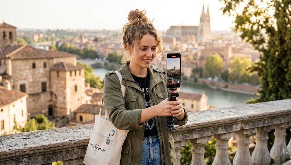 Short-form content creator filming a stabilised reel on a Google Pixel 10 Pro