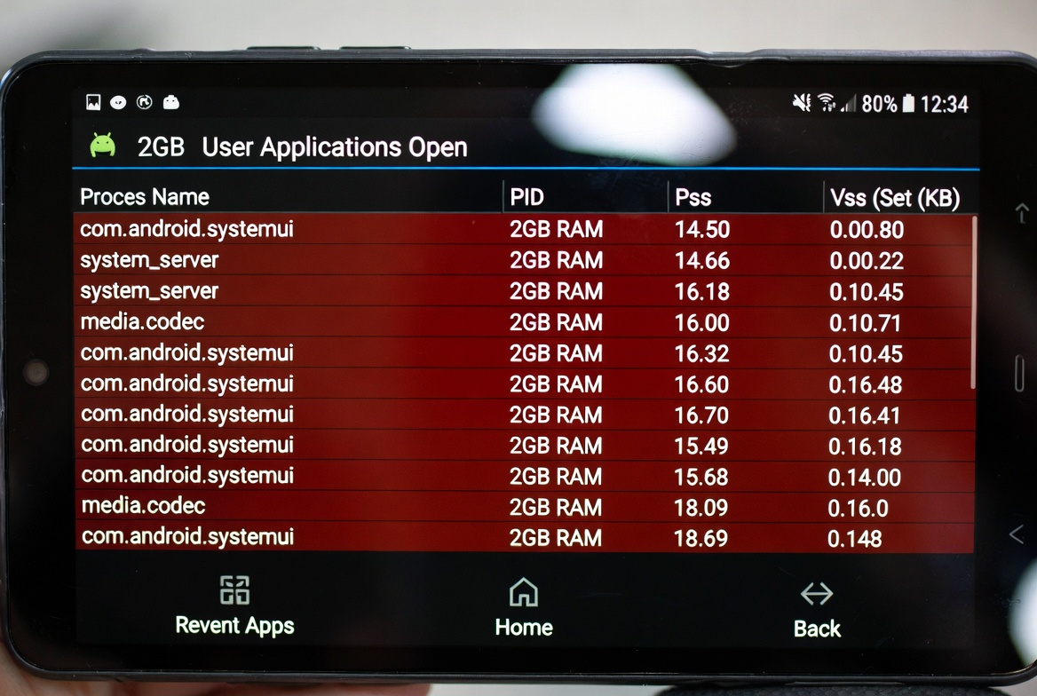 A RAM usage breakdown showing system processes consuming over 2GB on a fresh boot