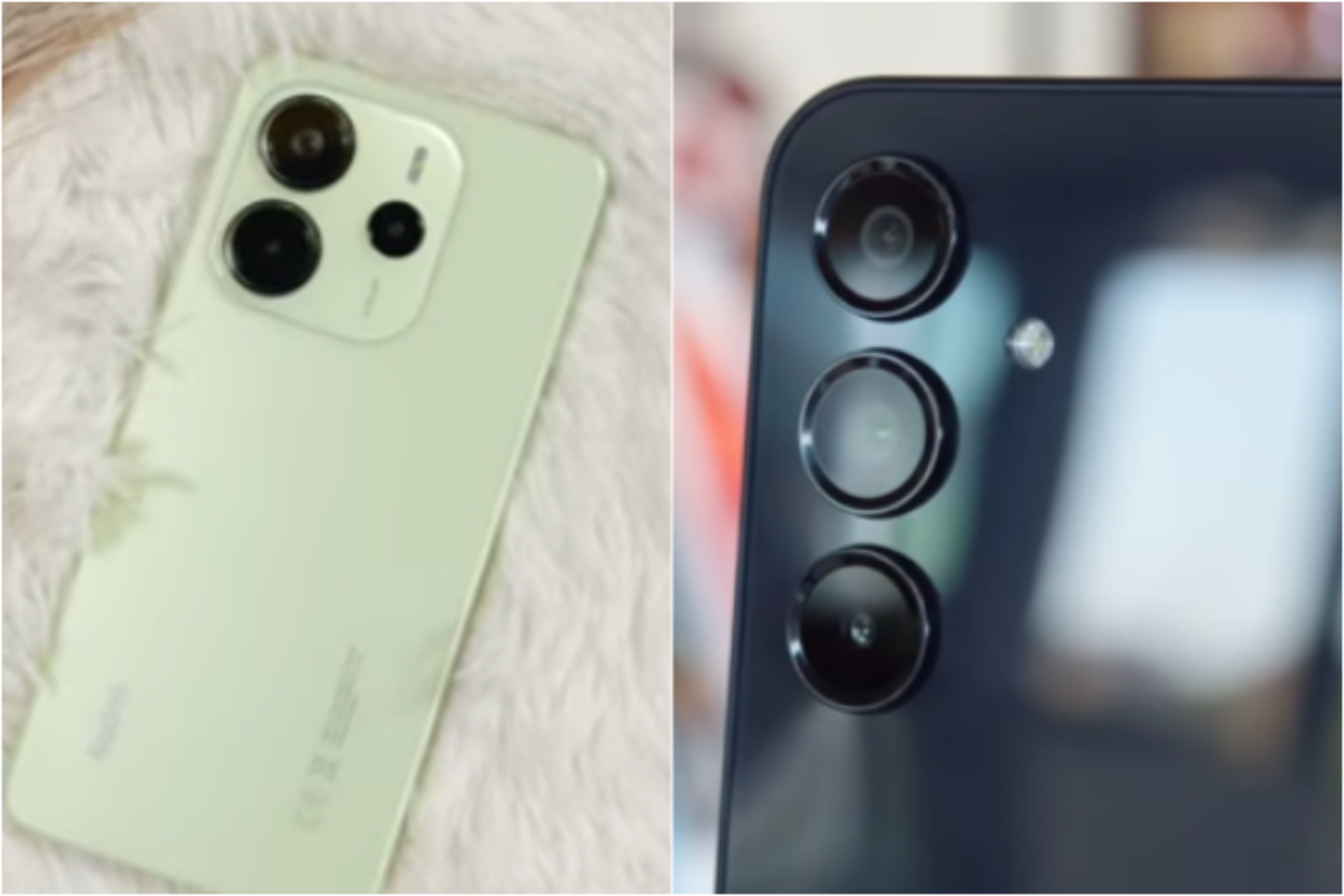 Two phones side by side — the Redmi Note 14 next to a competitor — illustrating how close the competition is in this price bracket