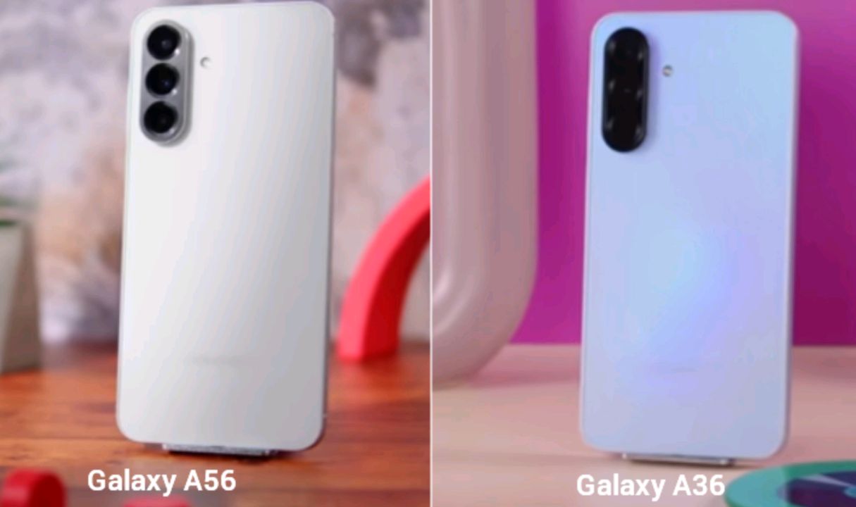 Samsung Galaxy A56 and A36 side by side comparing back panel design