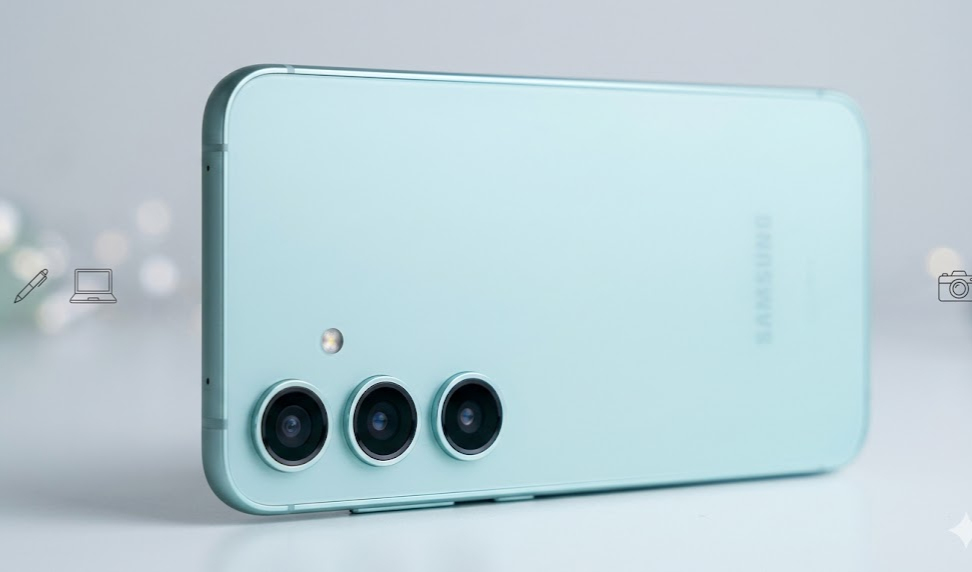 Samsung Galaxy S24 FE triple camera system close-up highlighting the 3x optical telephoto lens module