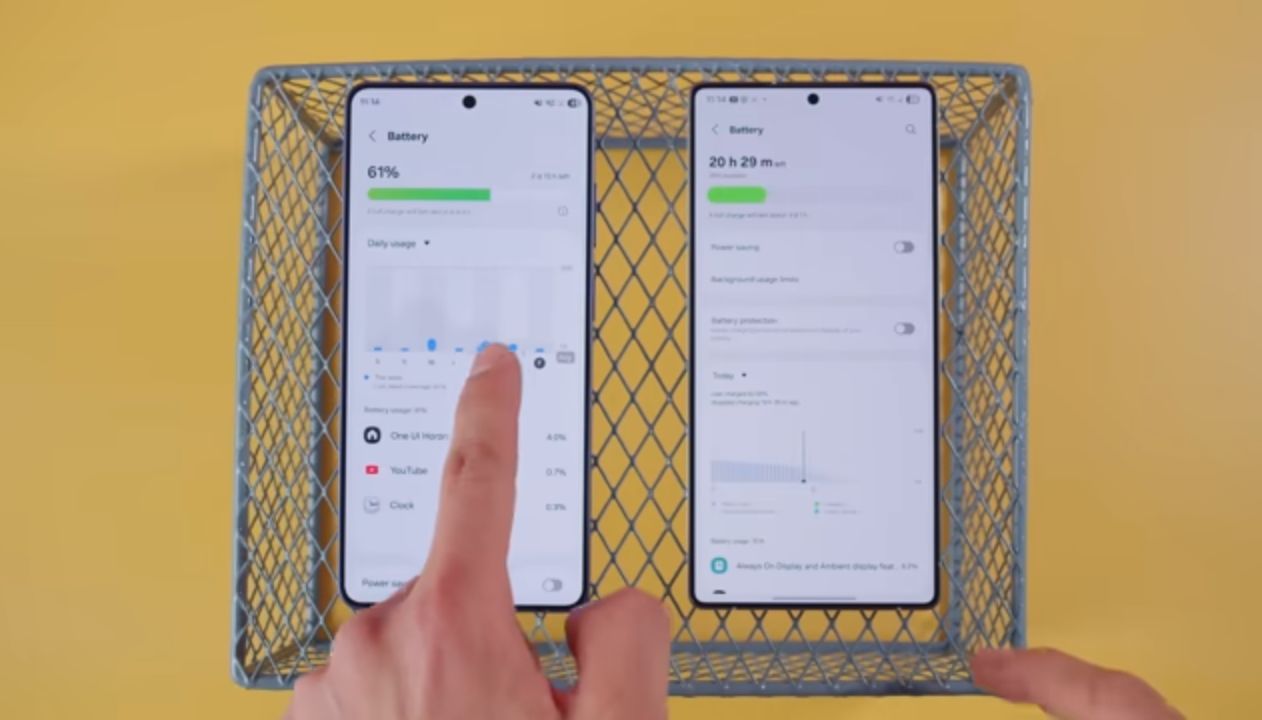 Close-up of Samsung Galaxy A55 running One UI 8.5 home screen interface