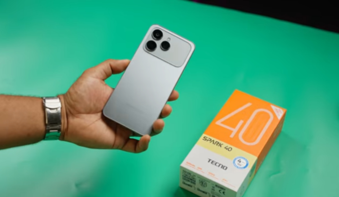 Tecno Spark 40 in two color variants showing its slim profile and centered hole-punch camera