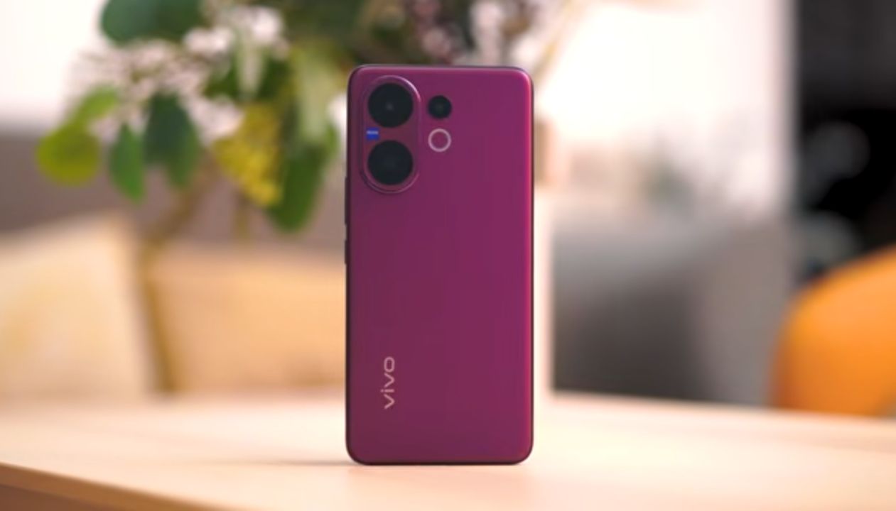 Placeholder: Vivo V60 in Moonlit Blue colour, rear camera view