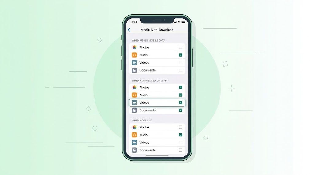 WhatsApp Media Auto-Download settings screen
