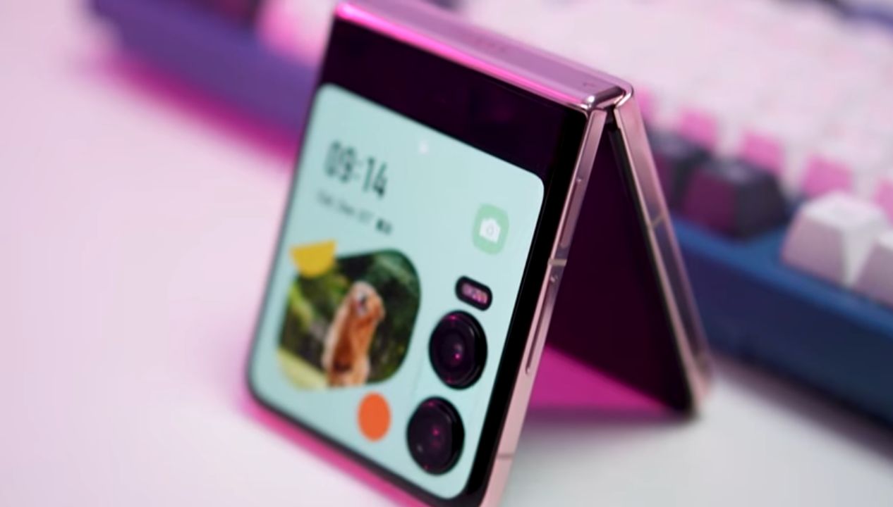 Infinix Zero Flip 5G shown both open and folded closed, with its cover display visible