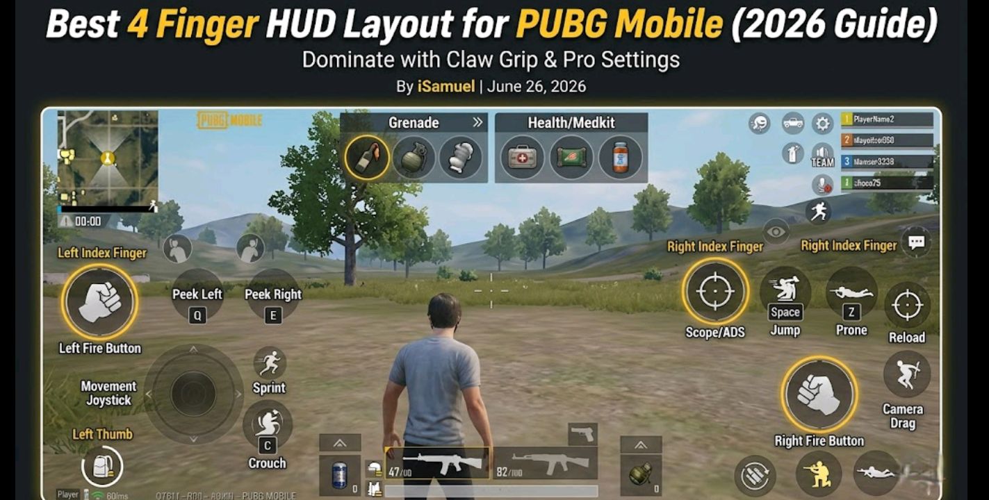 Best 4 finger HUD layout for PUBG Mobile 2026