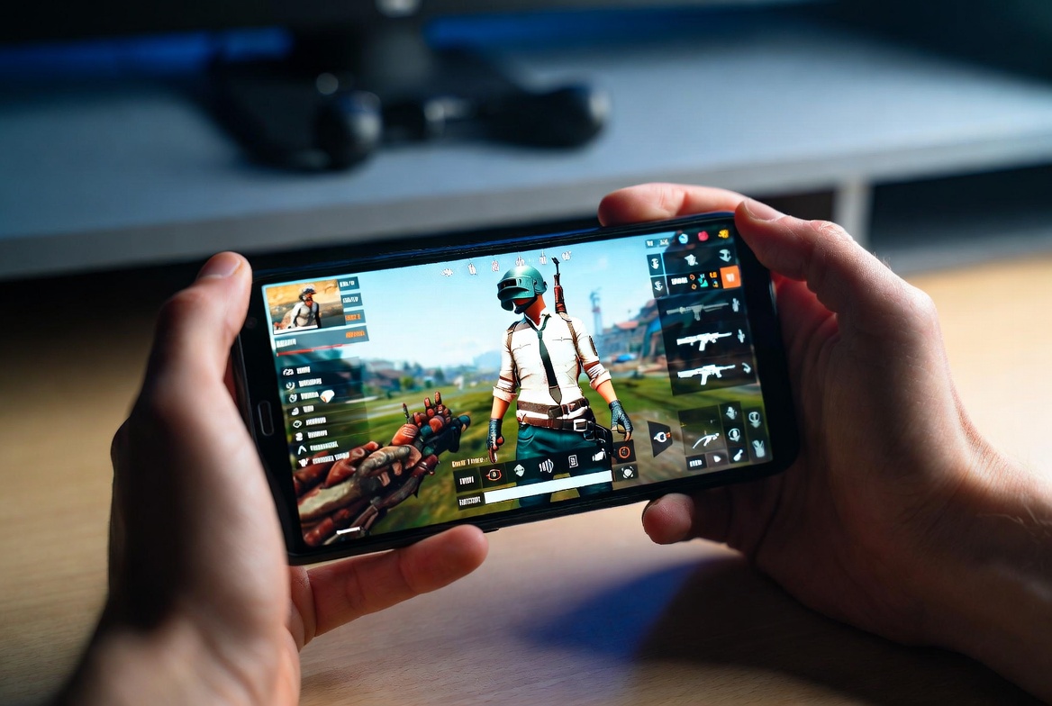 Budget Android phone being used for mobile gaming with gyroscope