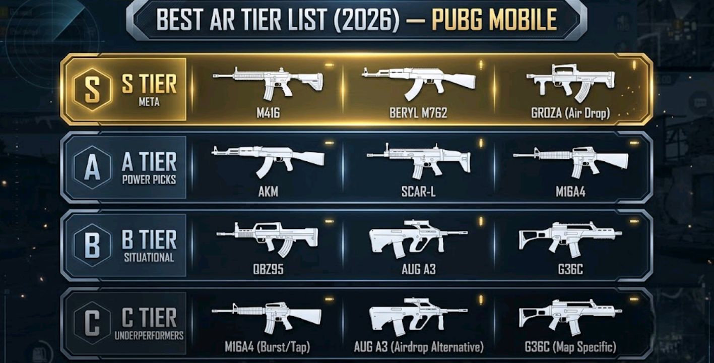 PUBG Mobile AR Tier List 2026