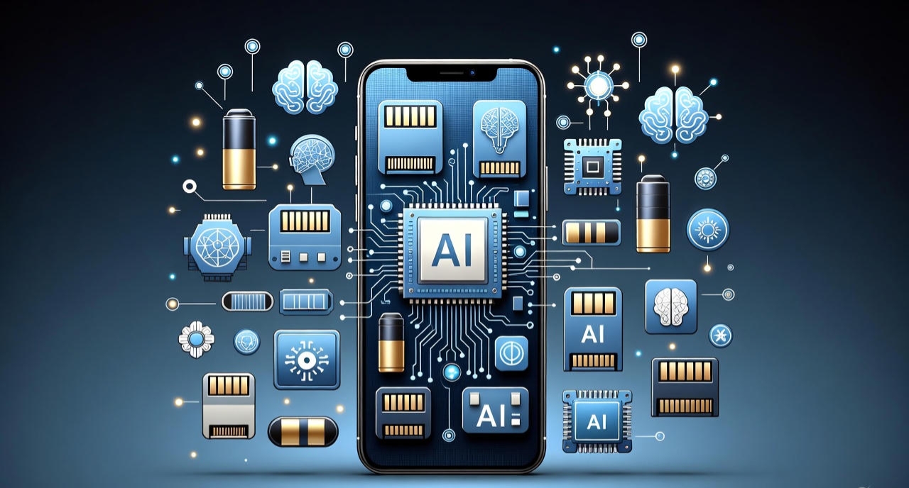 Illustration of smartphone memory being filled by AI features