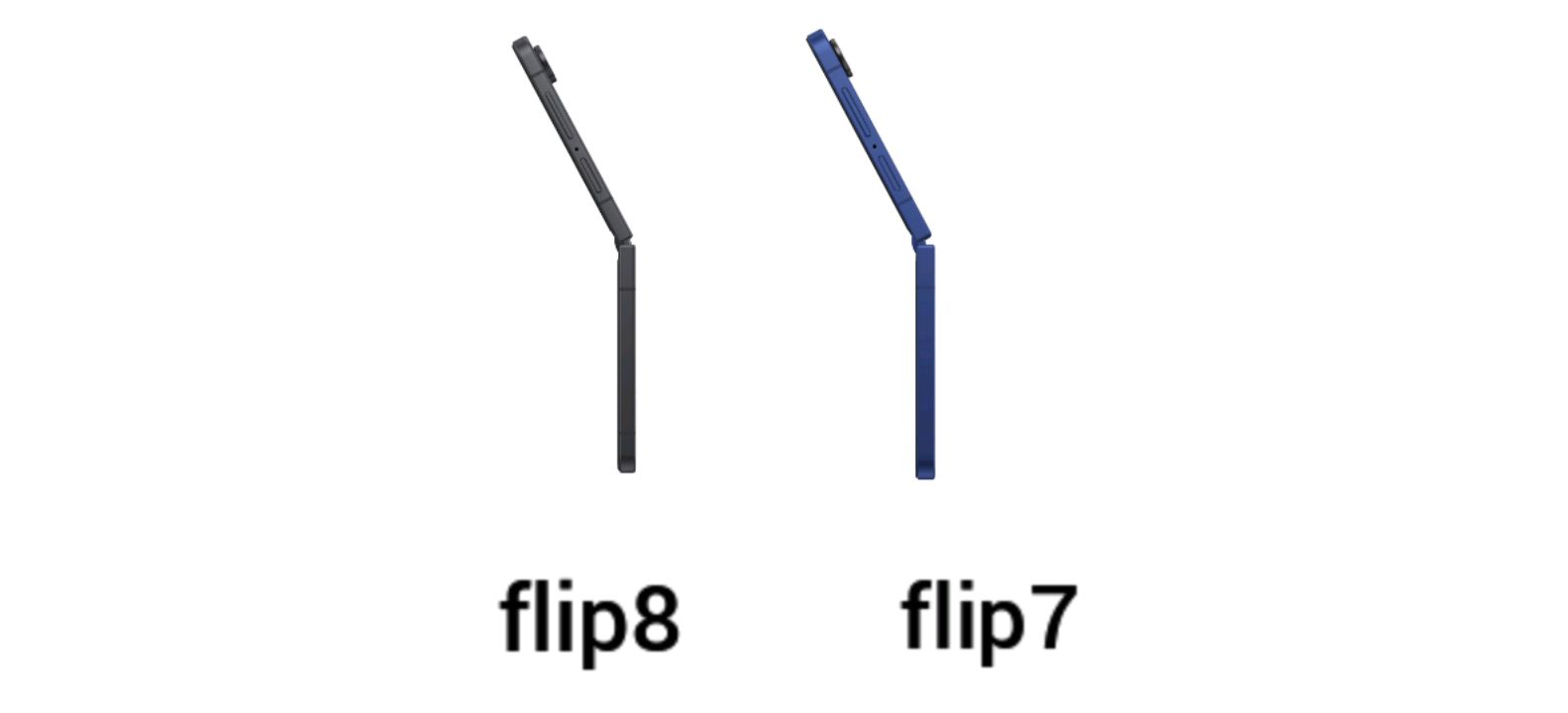 Galaxy Z Flip8 folded thickness compared with the Flip7 in a hand