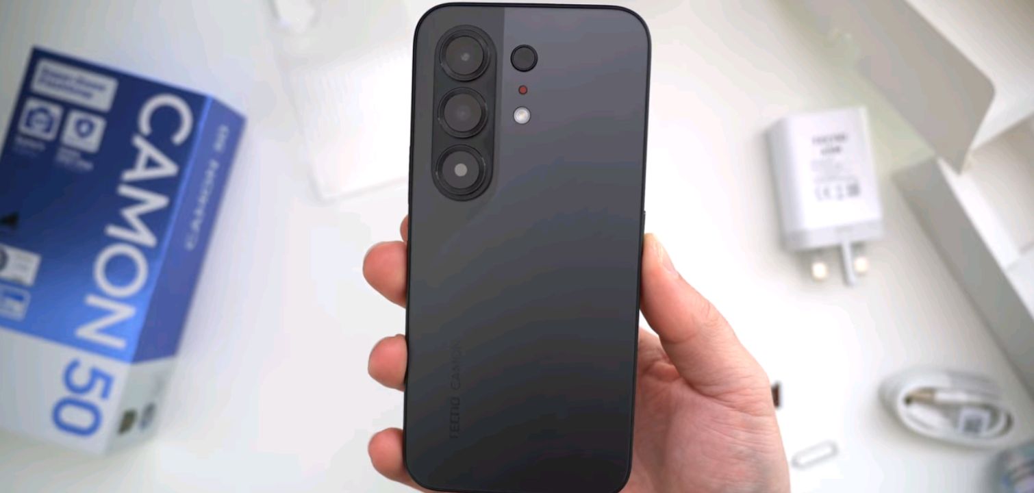the Camon 50 (4G) on a plain background, rear panel visible