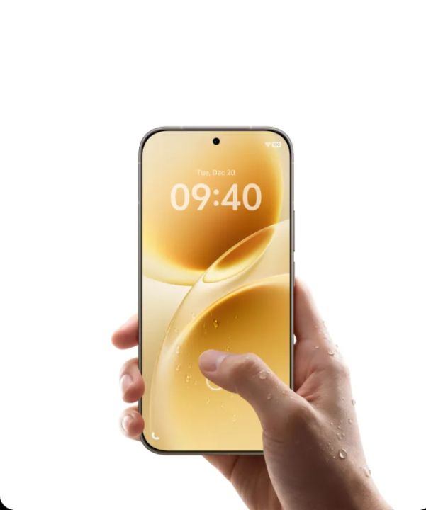 vivo V70 smartphone in hand showing AMOLED display